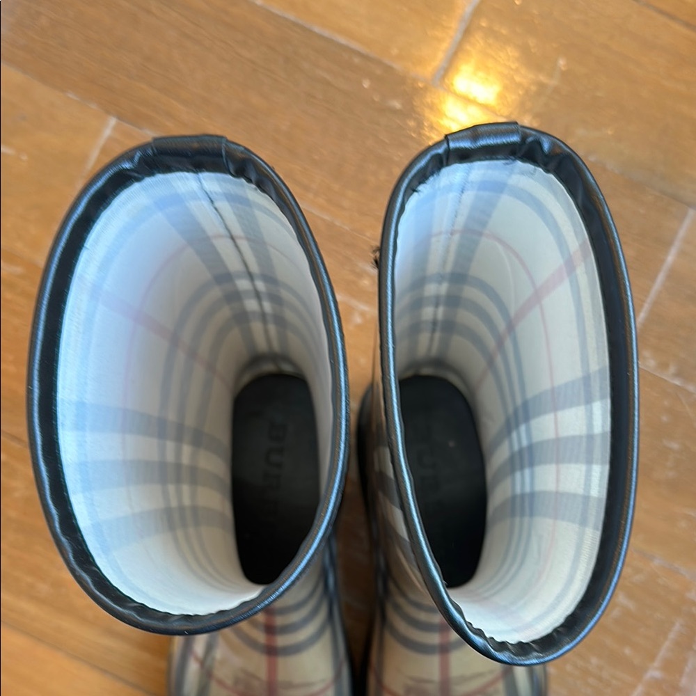 Burberry Plaid Winter & Rain Boots - Tan and Black - Picture 9 of 12